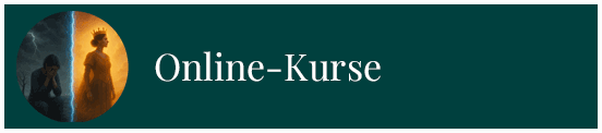 Logo für Online-Kurse mit stilisierten Figuren in blauen und goldenen Farben.